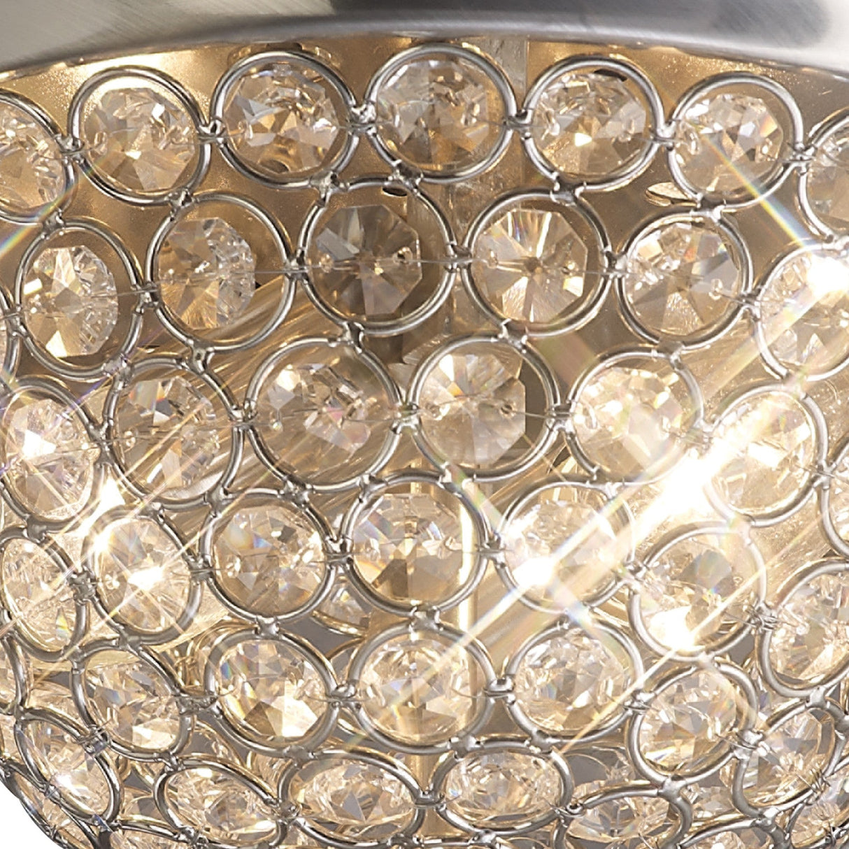 Paloma 2 Light Small Crystal Flush Ceiling Light - Satin Nickel