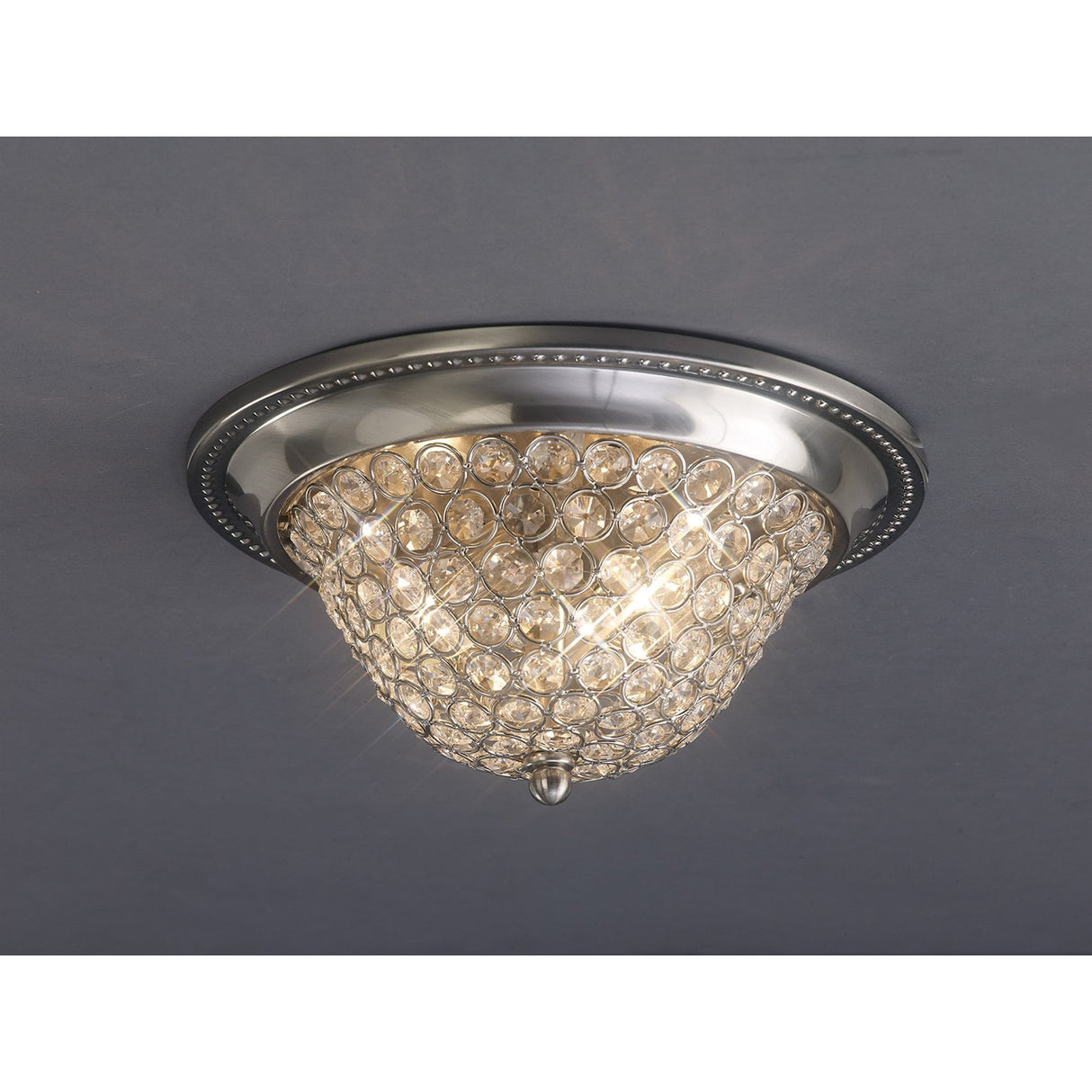 Paloma 2 Light Small Crystal Flush Ceiling Light - Satin Nickel
