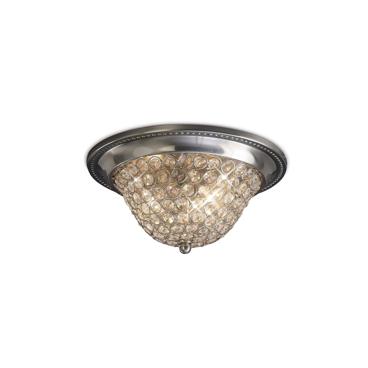 Paloma 2 Light Small Crystal Flush Ceiling Light - Satin Nickel