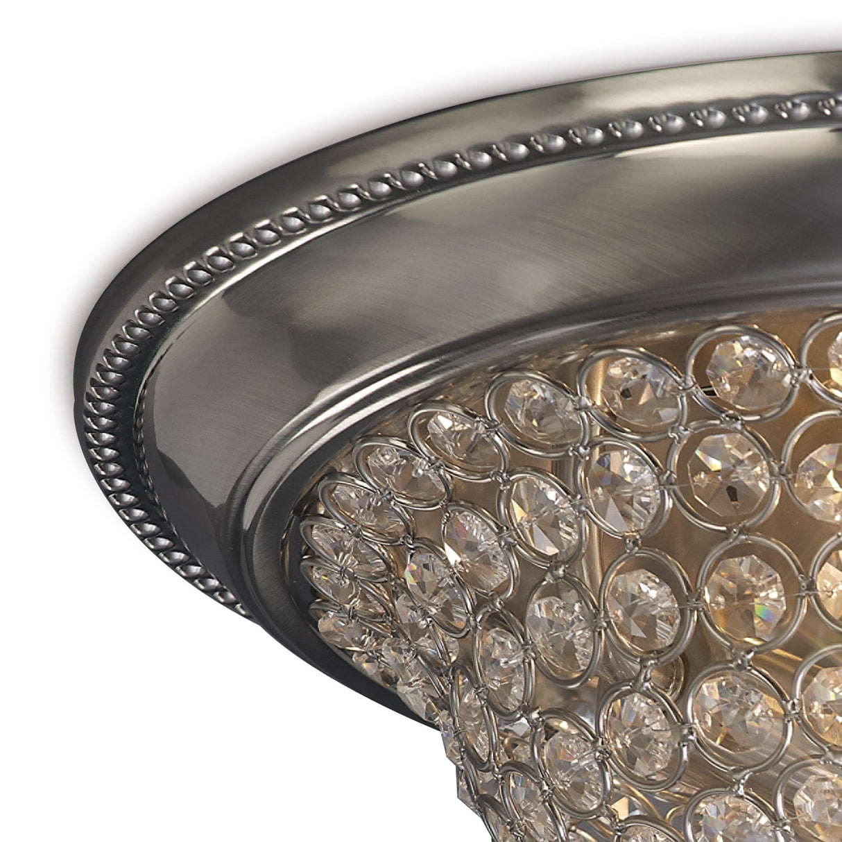 Paloma 2 Light Medium Crystal Flush Ceiling Light - Satin Nickel