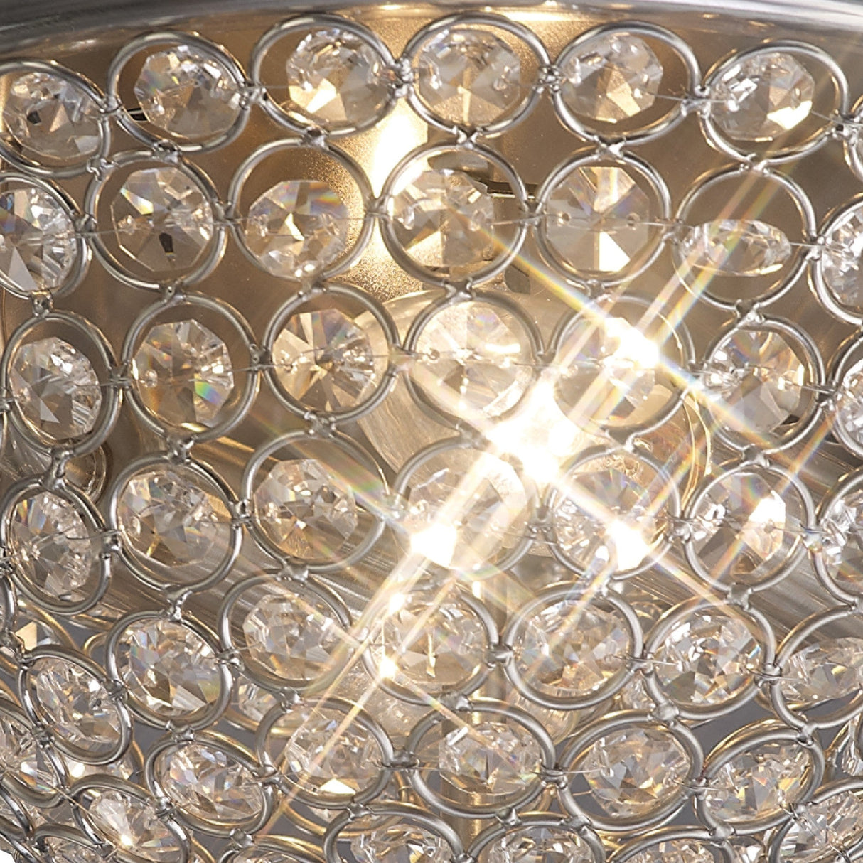 Paloma 2 Light Medium Crystal Flush Ceiling Light - Satin Nickel