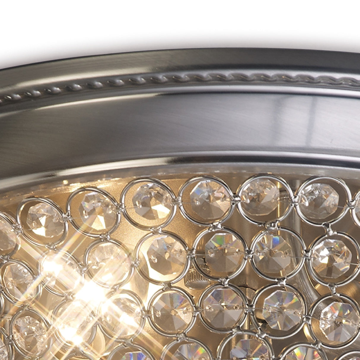 Paloma 3 Light Large Crystal Flush Ceiling Light - Satin Nickel