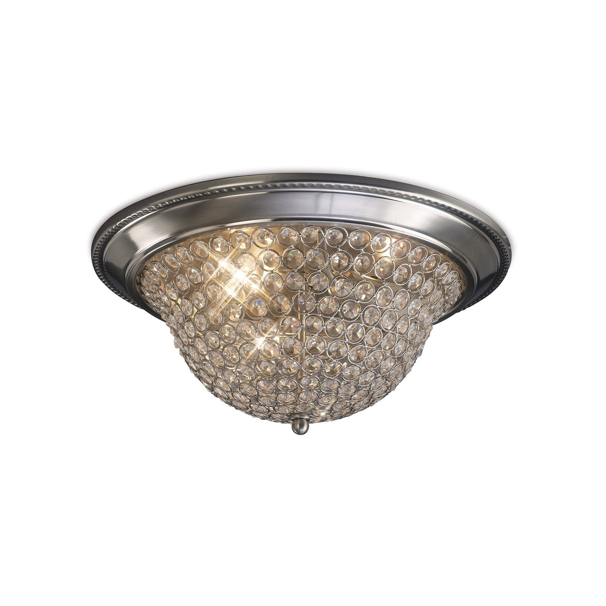 Paloma 3 Light Large Crystal Flush Ceiling Light - Satin Nickel