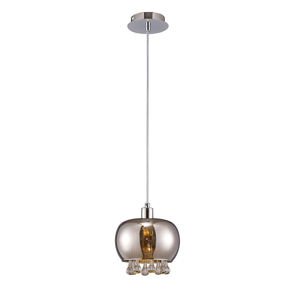 Pandora 18cm Small 1 Light Glas  Pendant Light - Polished Chrome