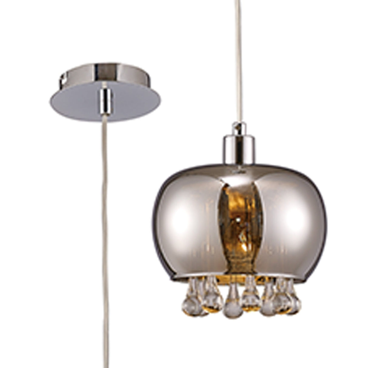 Pandora 18cm Small 1 Light Glas  Pendant Light - Polished Chrome