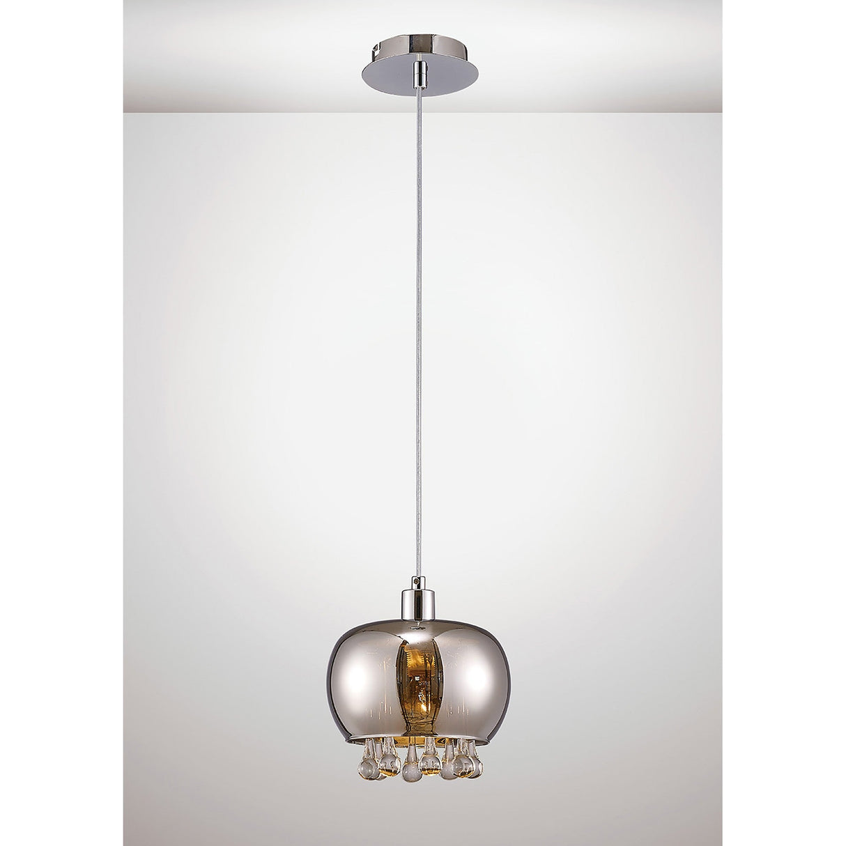 Pandora 18cm Small 1 Light Glas  Pendant Light - Polished Chrome