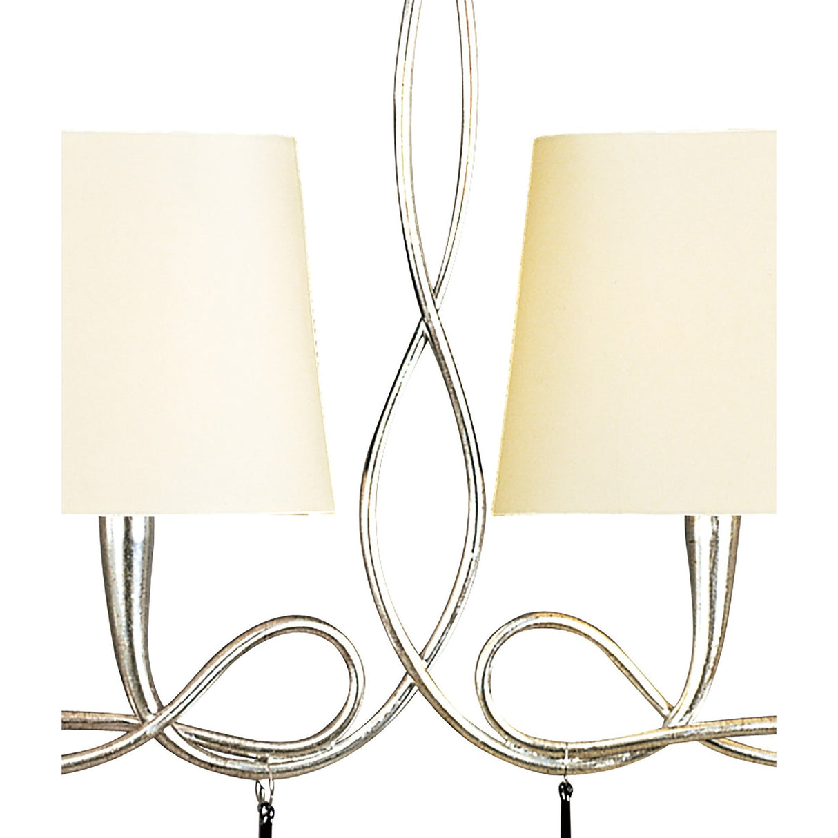 Paola Linear 2 Arm 6 Light Chandelier - Silver With Cream Shades