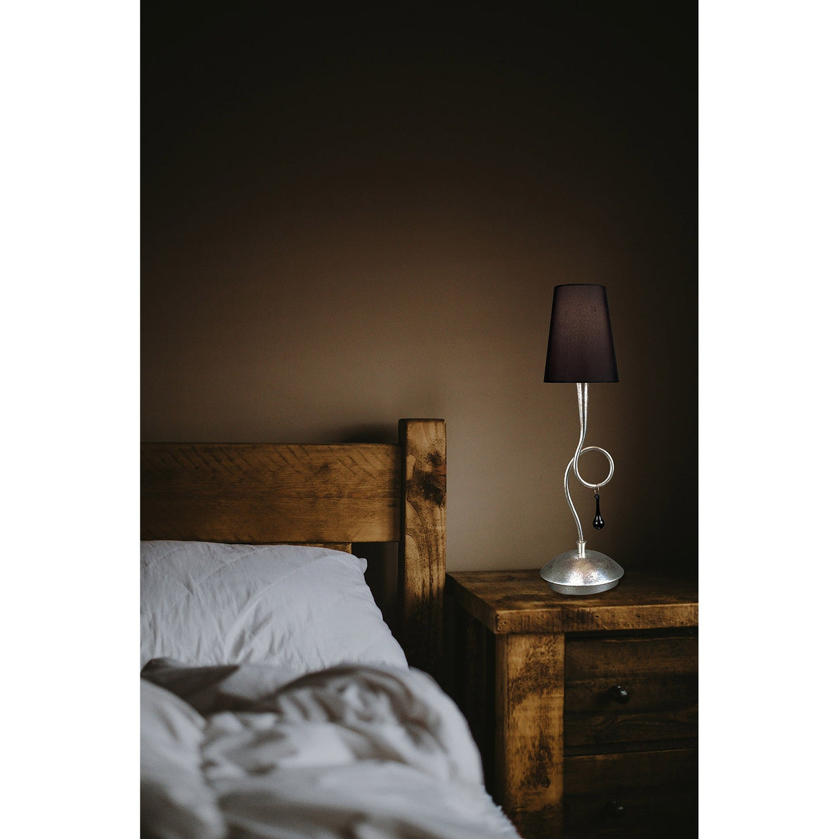 Paola 1 Light Table Lamp - Silver With Black Shade