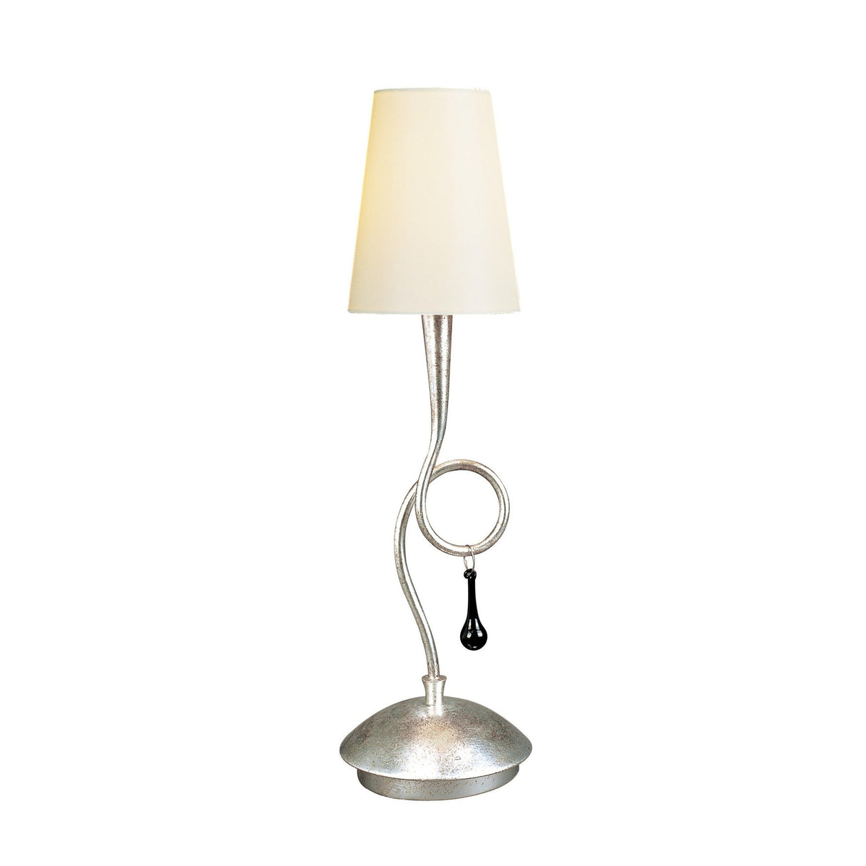Paola 1 Light Table Lamp - Silver With Cream Shade