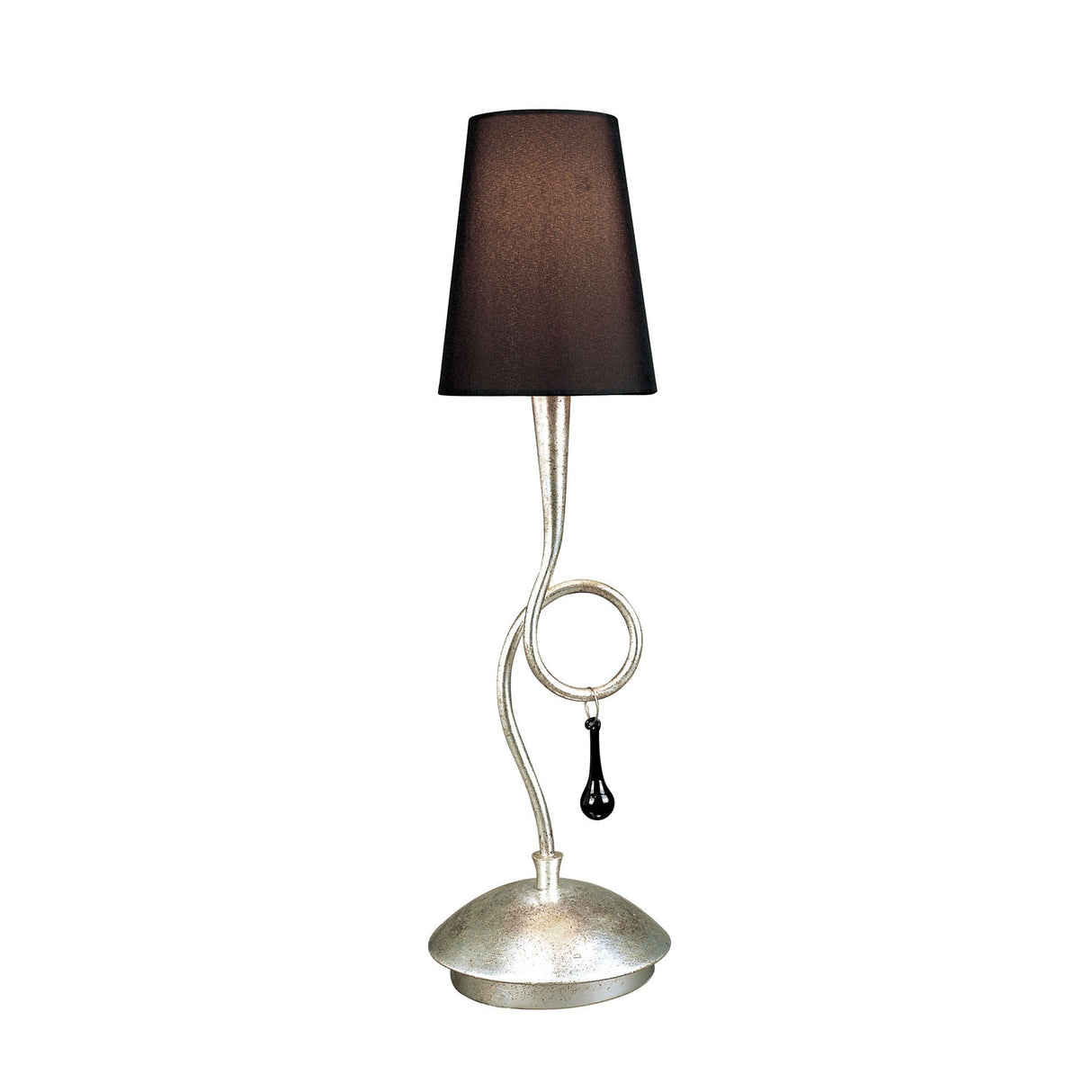 Paola 1 Light Table Lamp - Silver With Black Shade