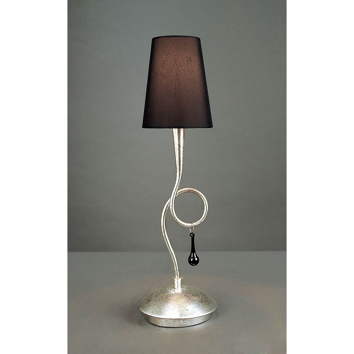 Paola 1 Light Table Lamp - Silver With Black Shade