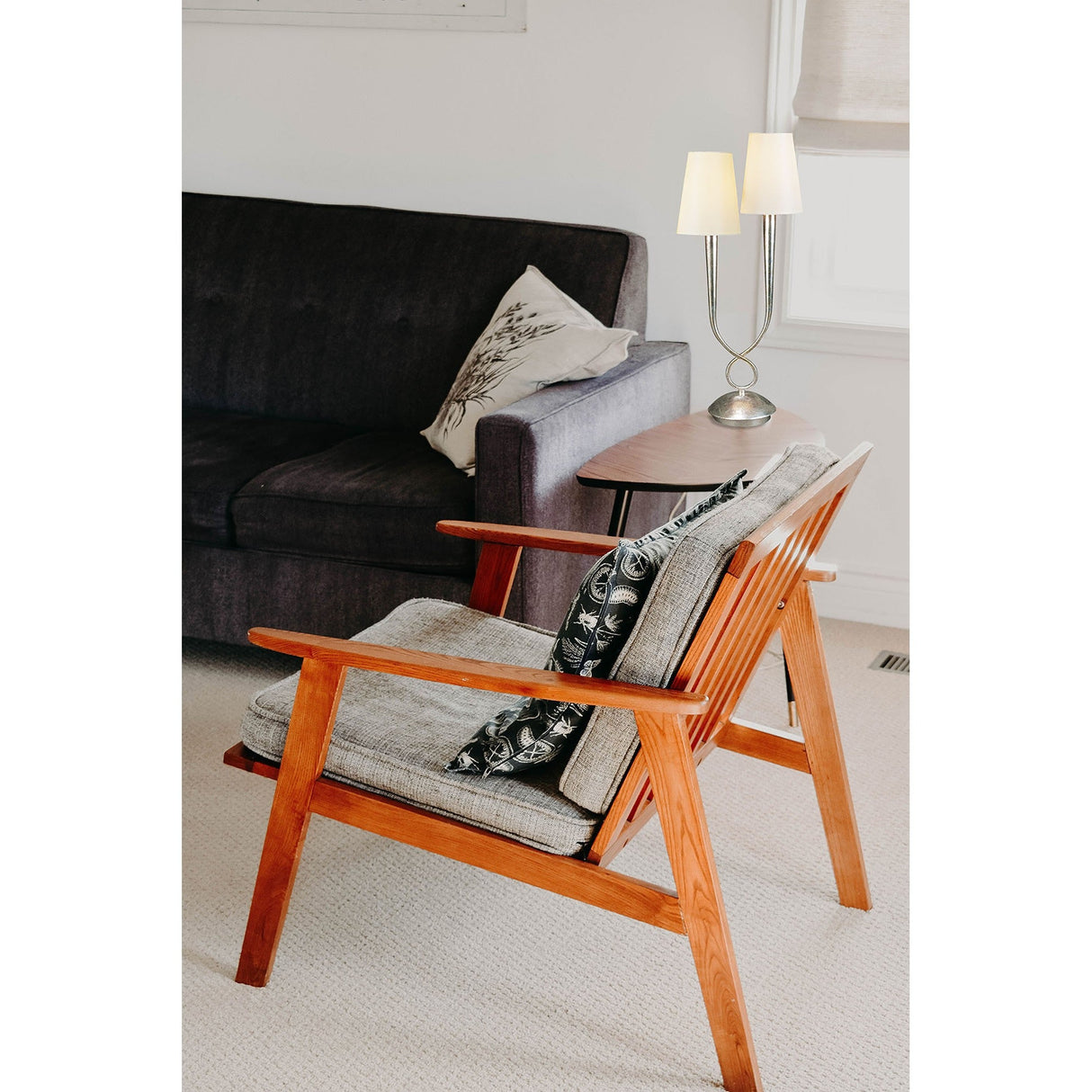 Paola 2 Light Table Lamp - Silver Painted With Black Shades