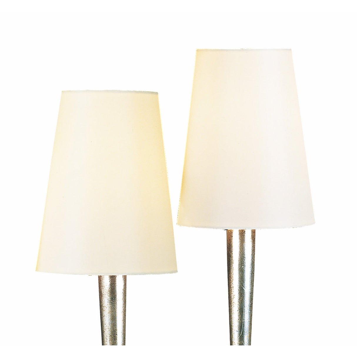 Paola 2 Light Table Lamp - Silver Painted With Cream Shades
