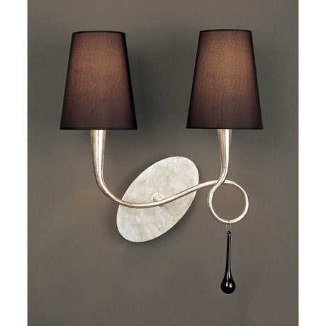 Paola 2 Light Wall Light - Silver With Black Shades