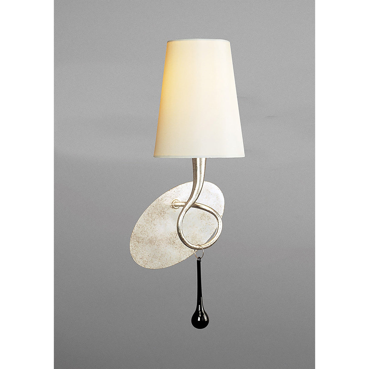 Paola 1 Light Wall Light - Silver With Cream Shade