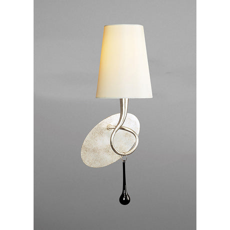 Paola 1 Light Wall Light - Silver With Cream Shade
