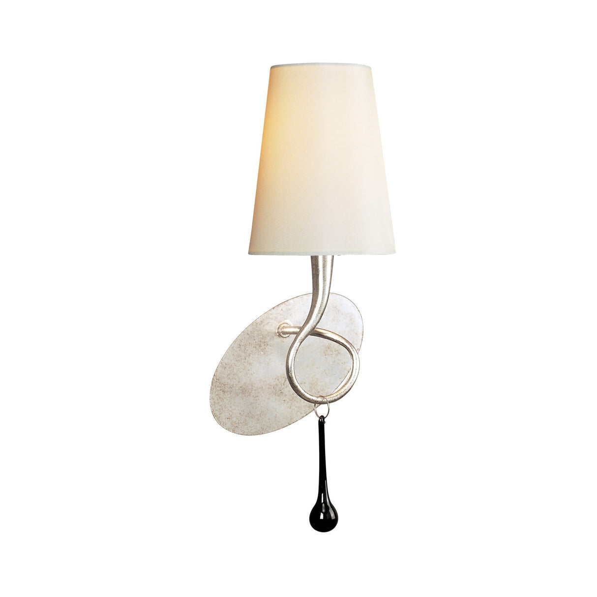 Paola 1 Light Wall Light With Switch - Silver With Cream Shade