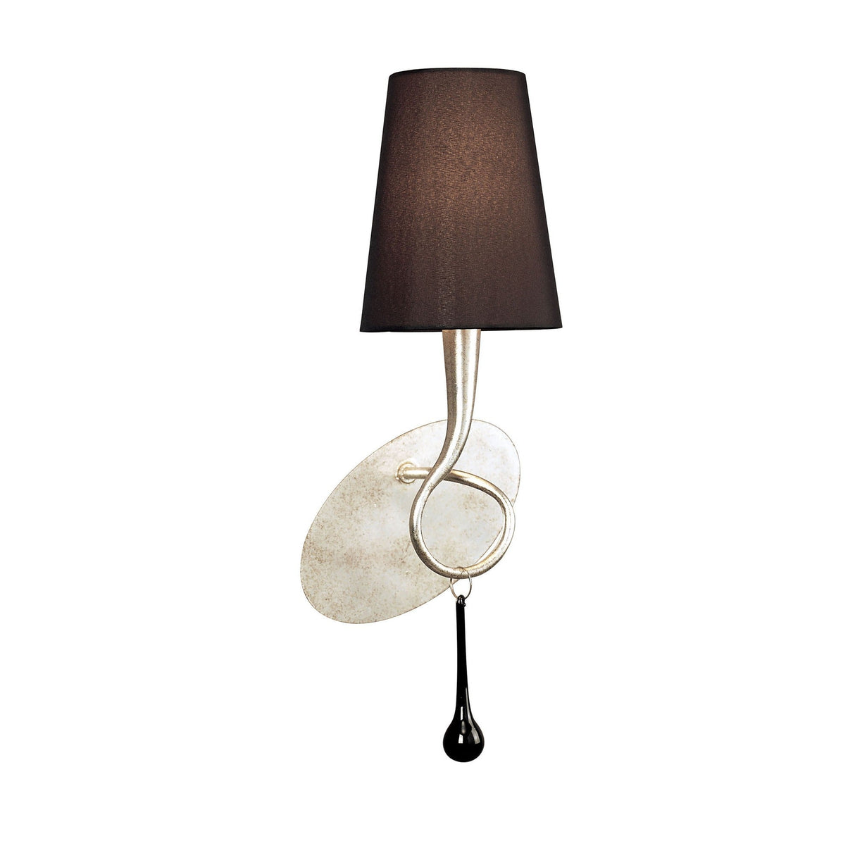 Paola 1 Light Wall Light With Switch - Silver With Black Shade