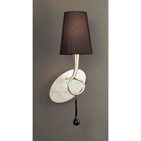 Paola 1 Light Wall Light - Silver With Black Shade