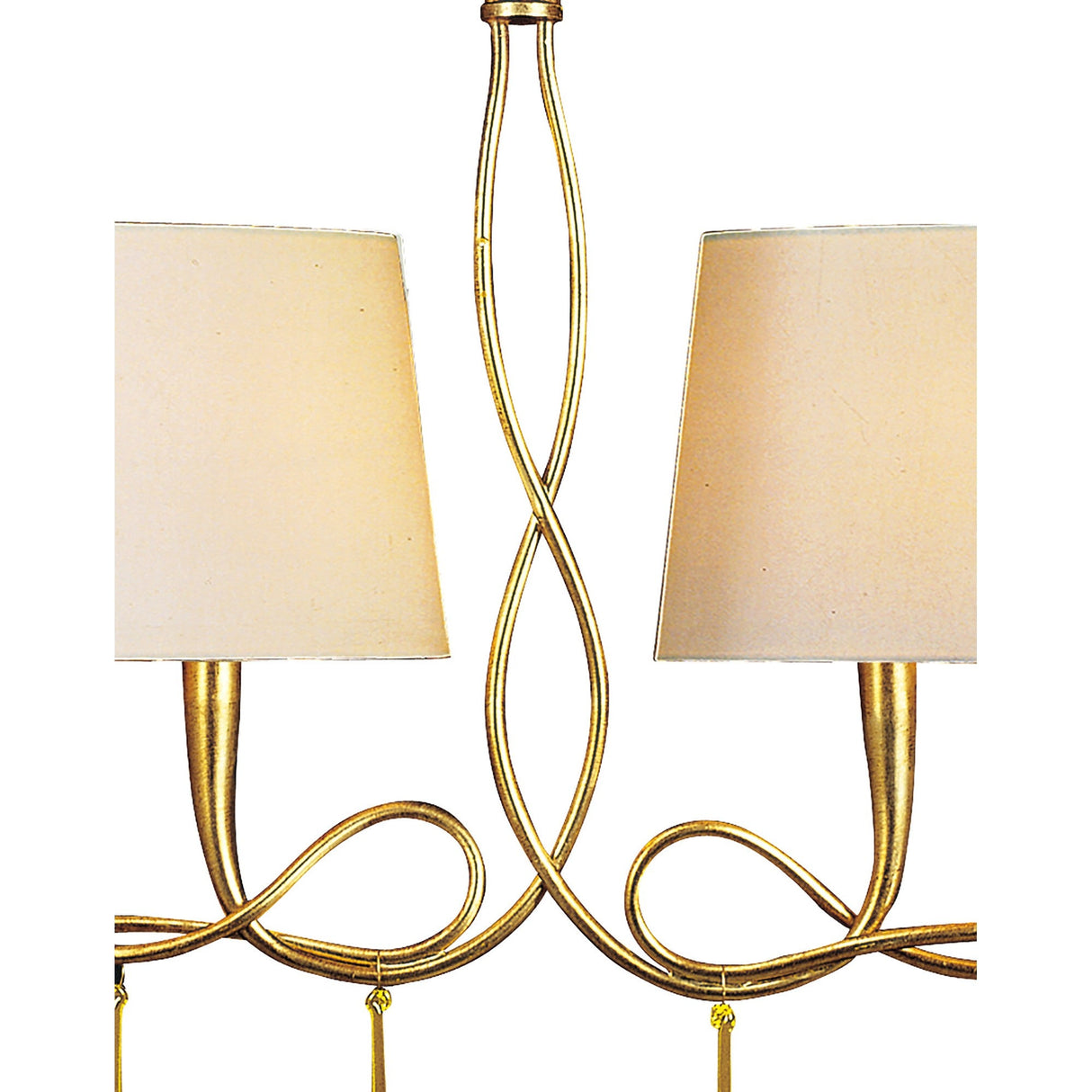Paola Linear 2 Arm 6 Light Chandelier - Gold With Cream Shades