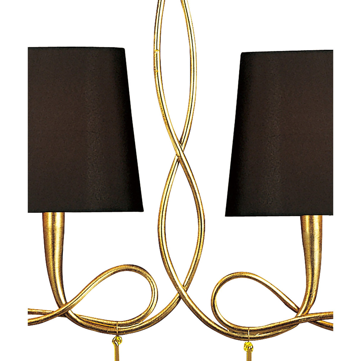 Paola Linear 2 Arm 6 Light Chandelier - Gold With Black Shades
