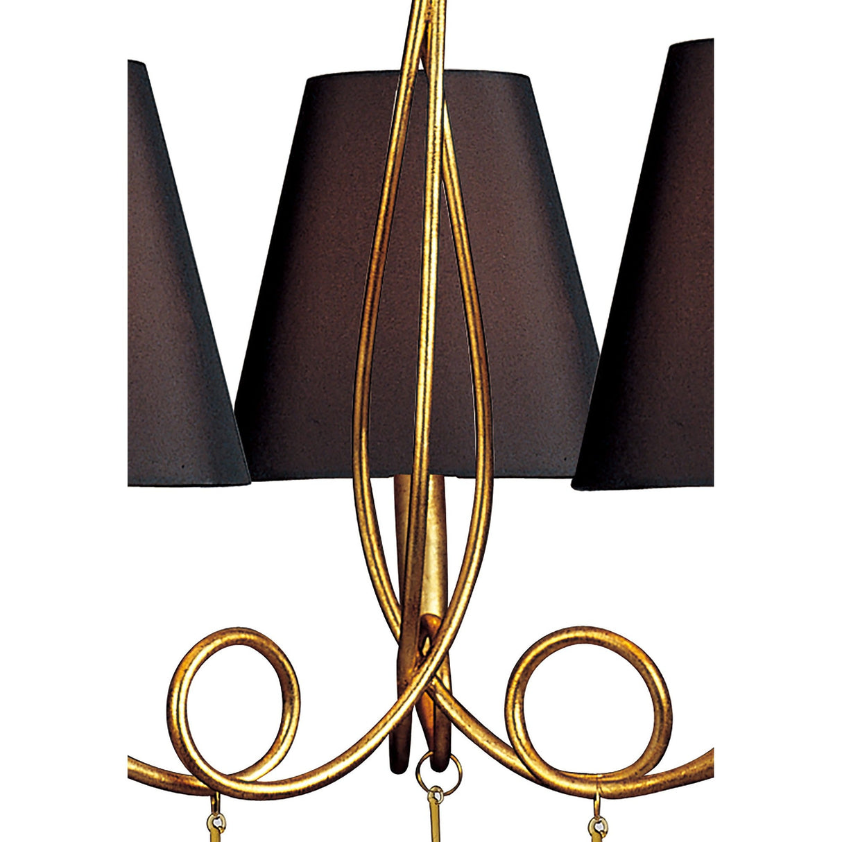 Paola 55cm 3 Light Chandelier - Gold With Black Shades