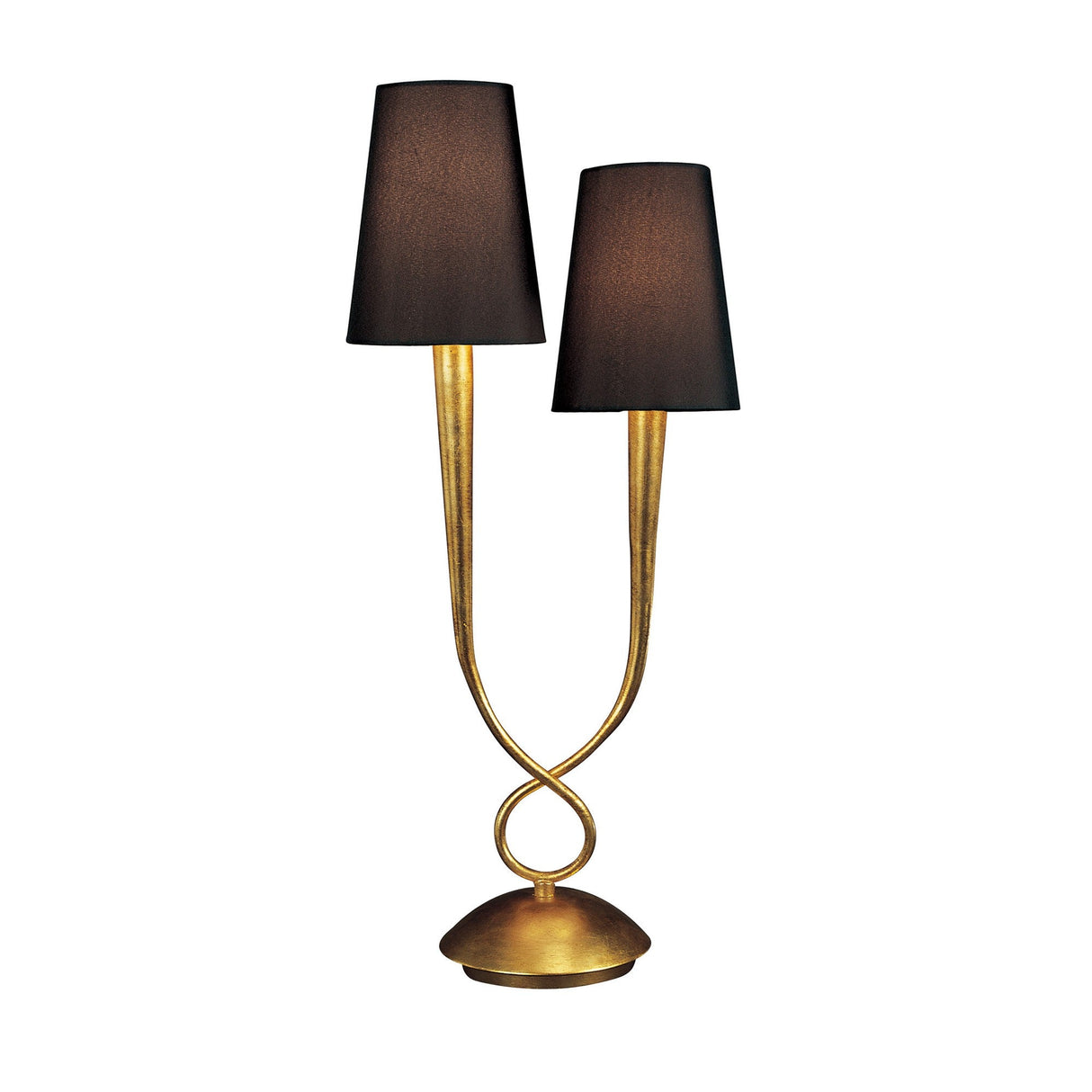 Paola 2 Light Table Lamp - Gold Painted With Black Shades