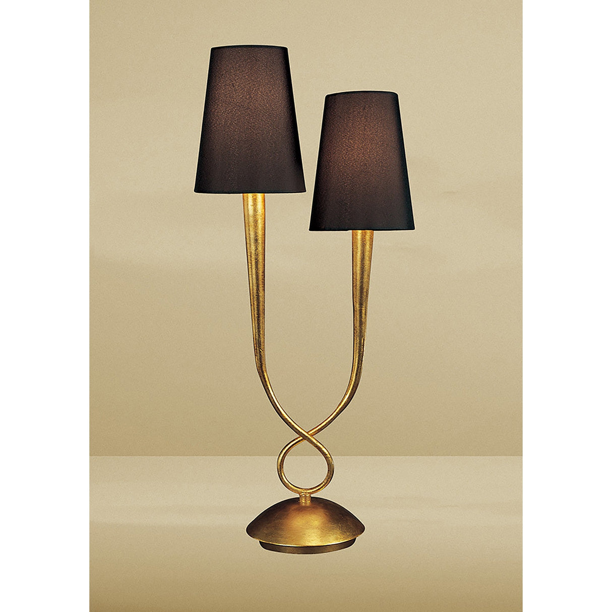 Paola 2 Light Table Lamp - Gold Painted With Black Shades