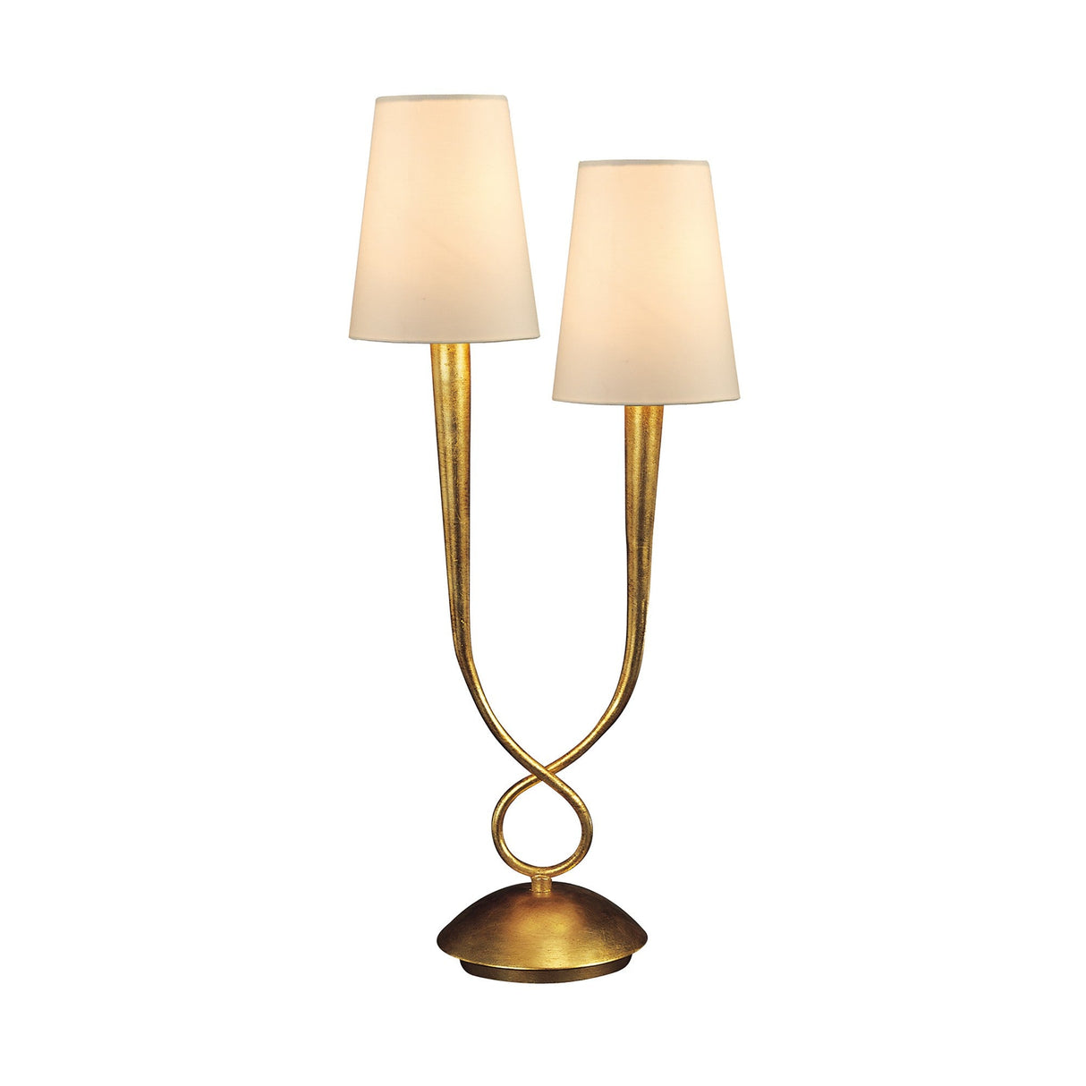 Paola 2 Light Table Lamp - Gold Painted With Cream Shades