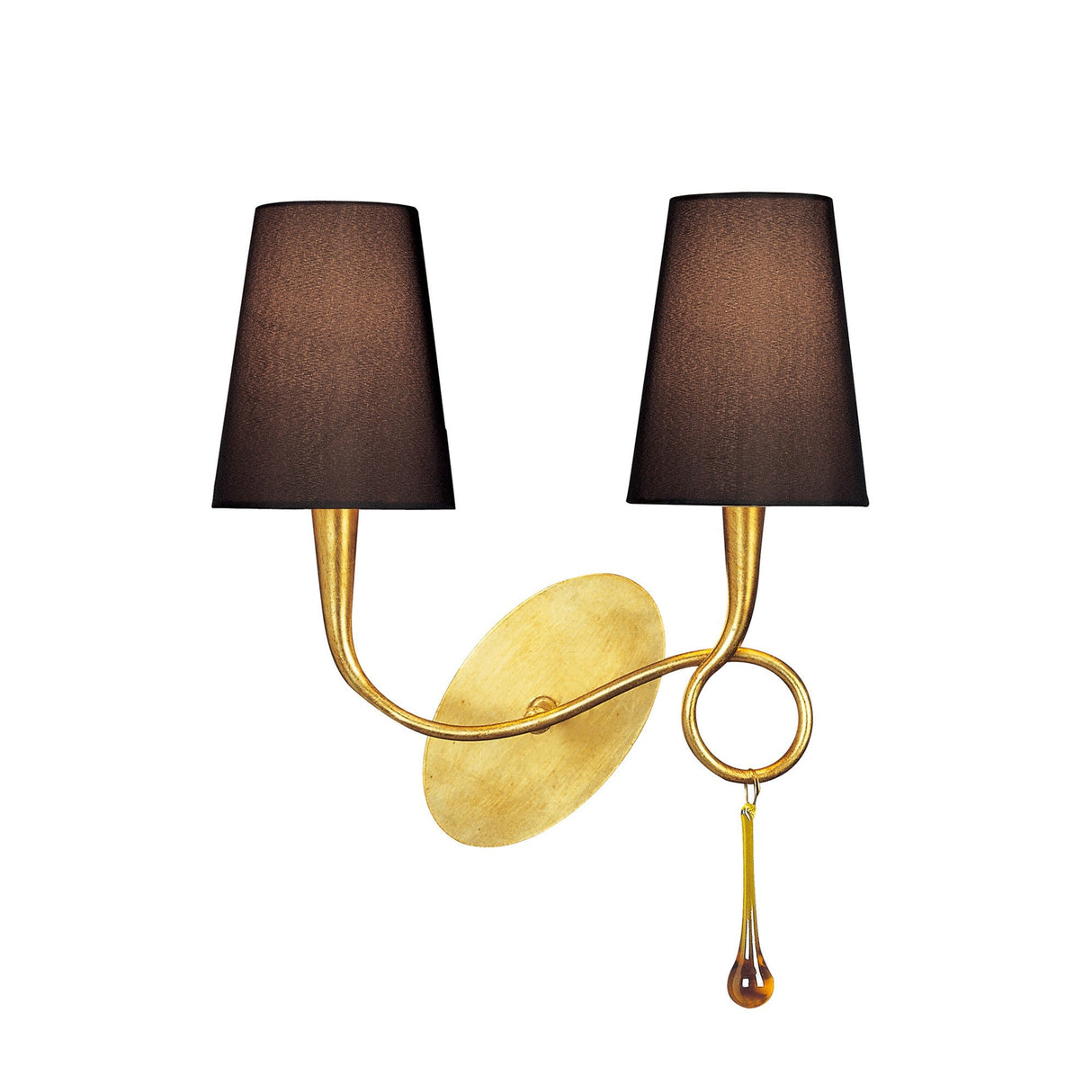 Paola 2 Ligh Wall Light - Gold With Black Shades