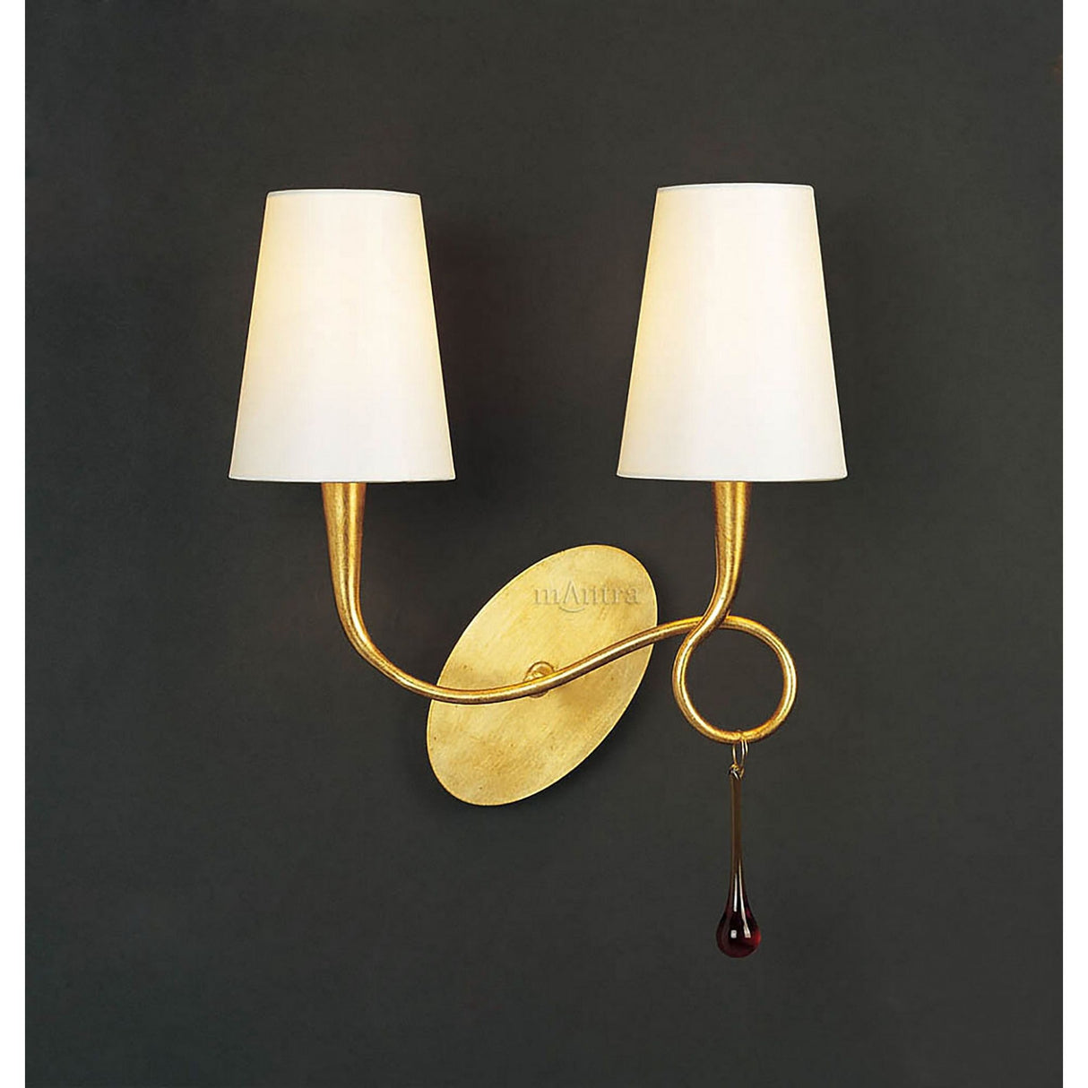 Paola 2 Ligh Wall Light - Gold With Cream Shades