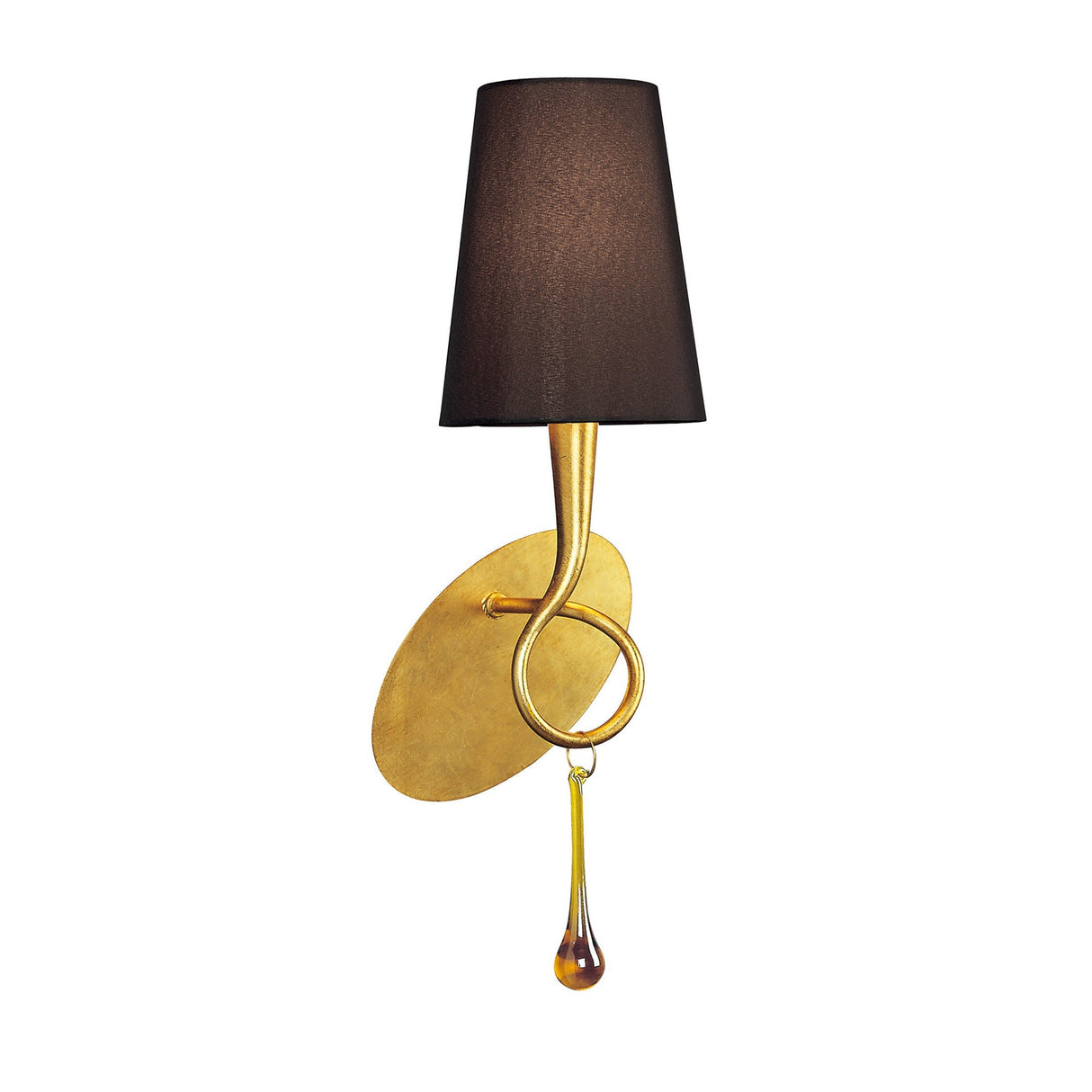 Paola 1 Light Wall Light - Gold With Black Shade