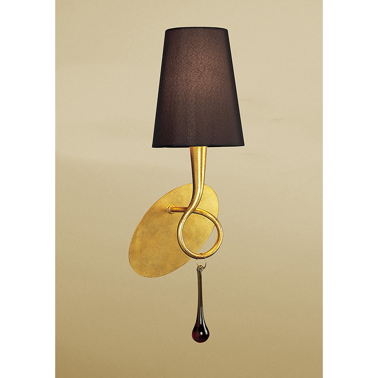 Paola 1 Light Wall Light - Gold With Black Shade
