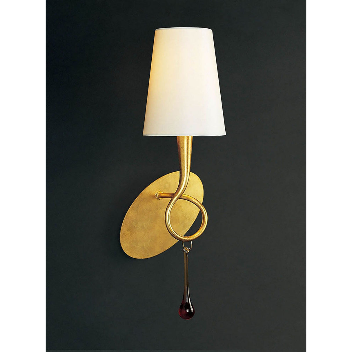 Paola 1 Light Wall Light With Switch - Gold With Cream Shade
