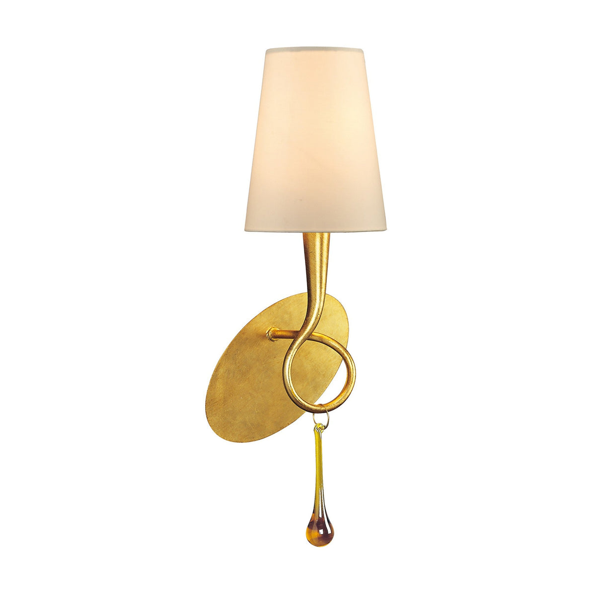 Paola 1 Light Wall Light - Gold With Cream Shade