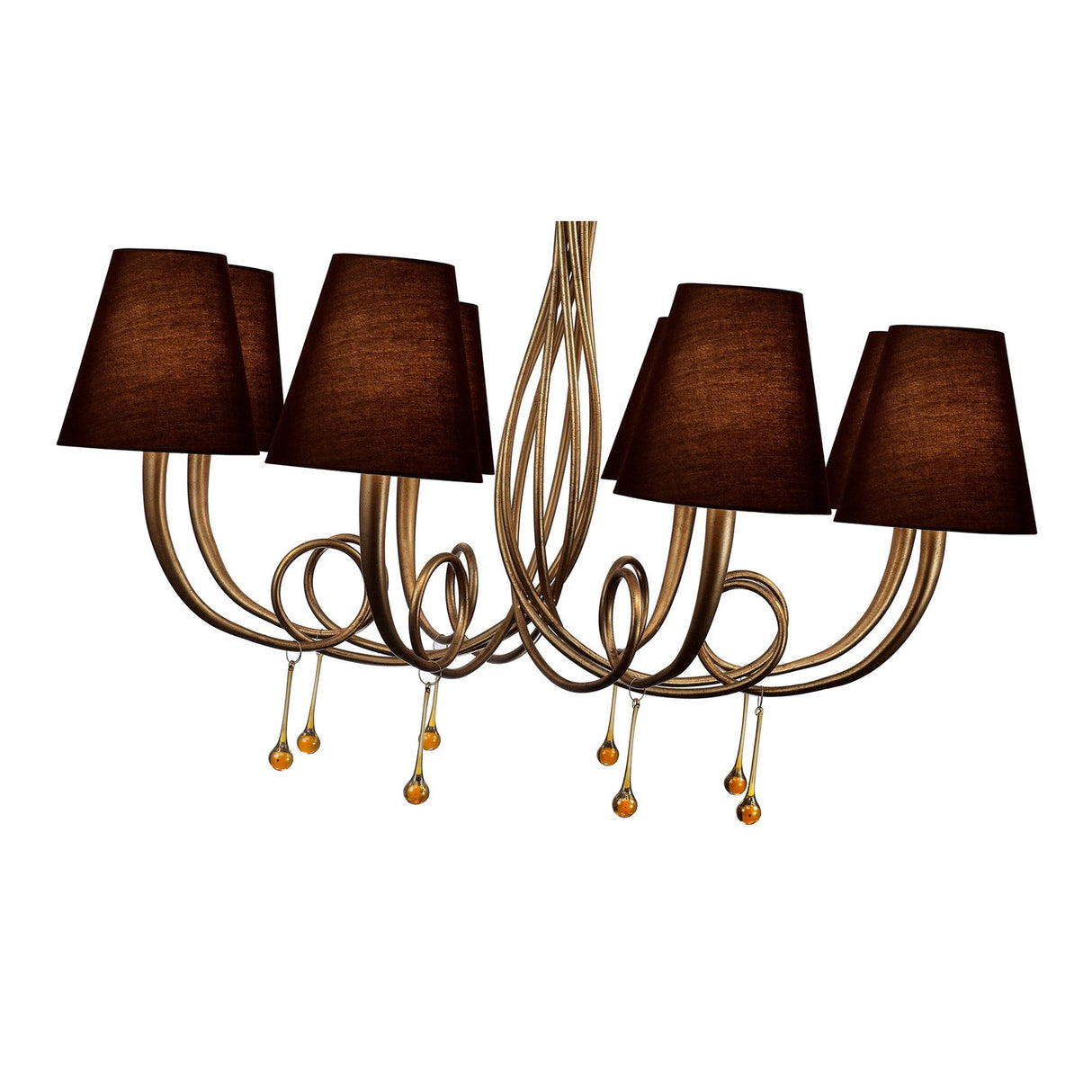 Paola 95cm Round 8 Light Chandelier - Gold With Black Shades