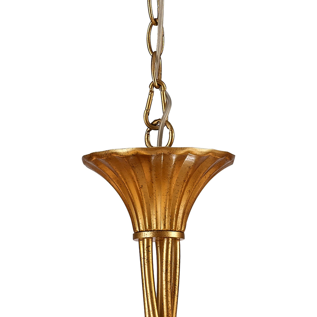 Paola 70cm Round 5 Light Chandelier - Gold With Cream Shades