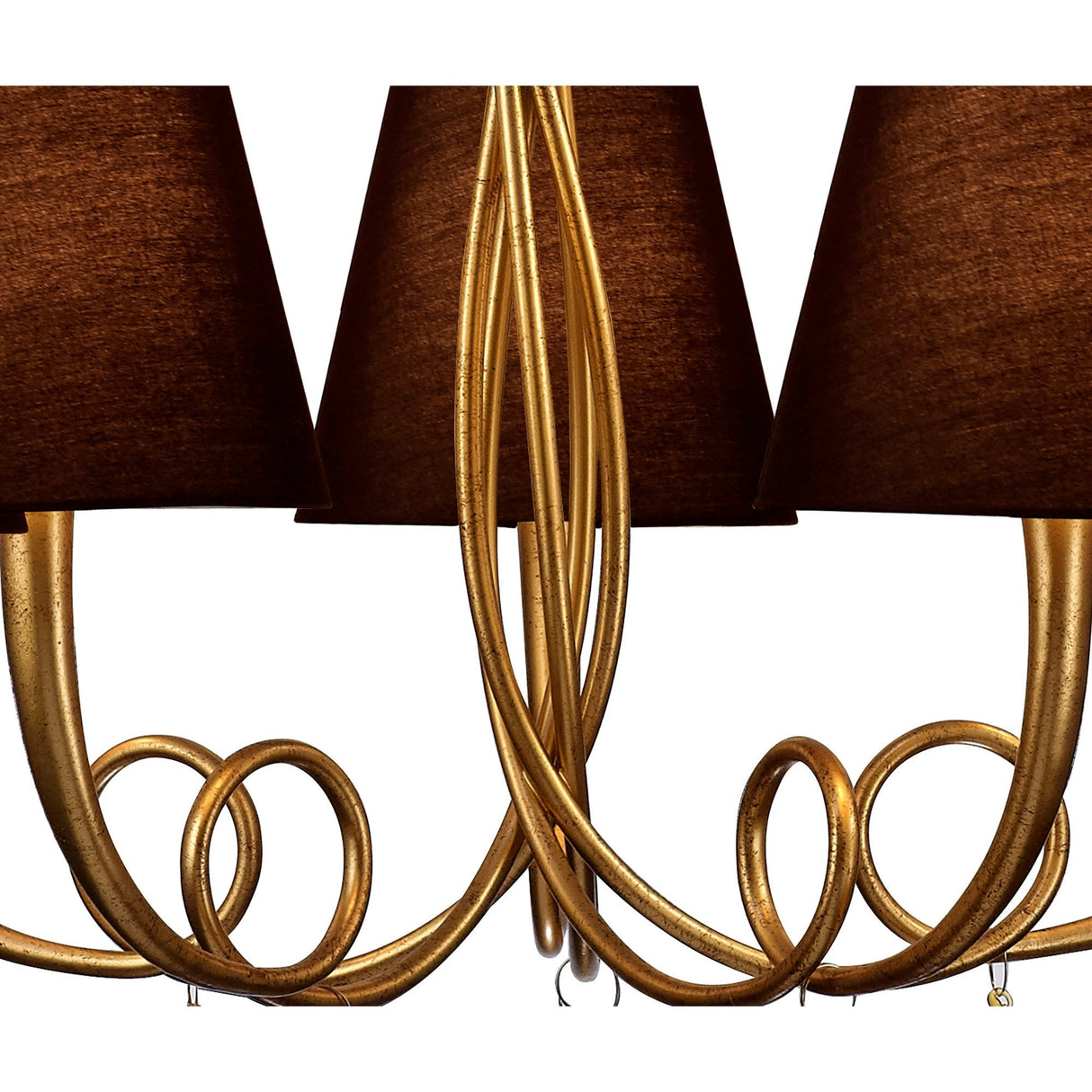 Paola 70cm Round 5 Light Chandelier - Gold With Black Shades