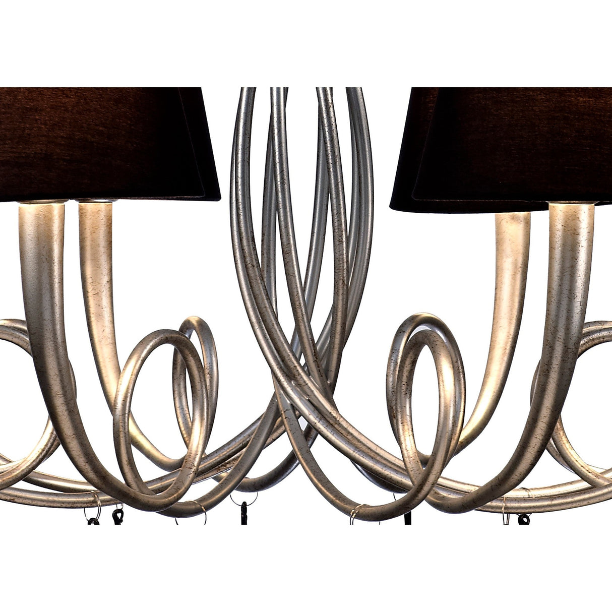 Paola 95cm Round 8 Light Chandelier - Silver With Black Shades