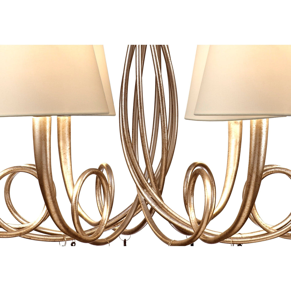 Paola 95cm Round 8 Light Chandelier - Silver With Cream Shades