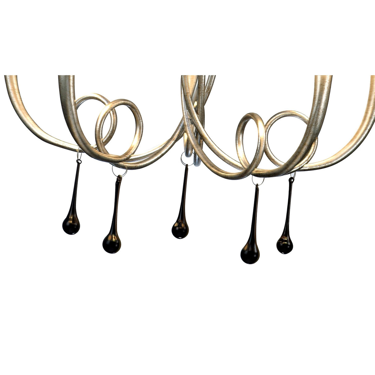Paola 70cm Round 5 Light Chandelier - Silver With Black Shades