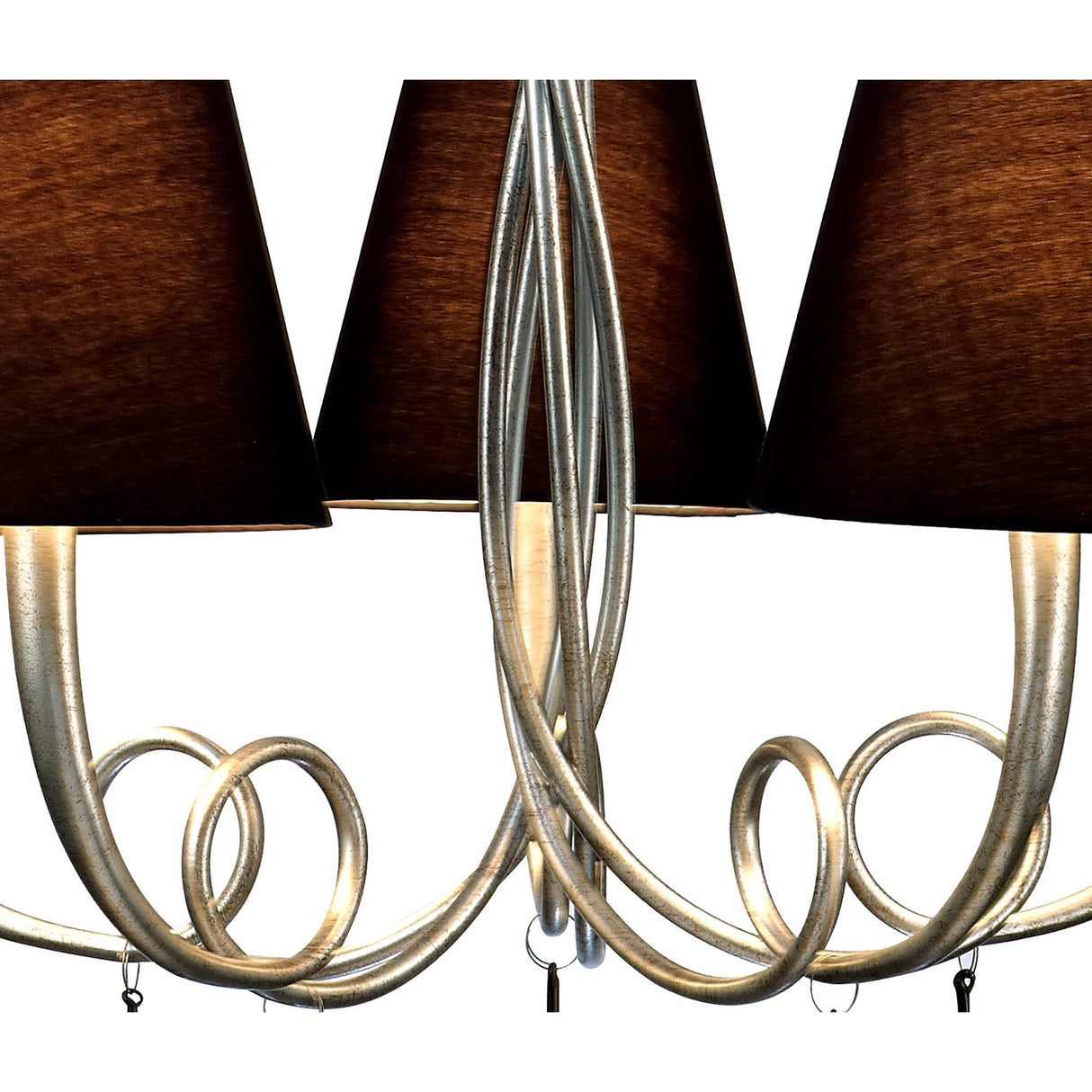 Paola 70cm Round 5 Light Chandelier - Silver With Black Shades