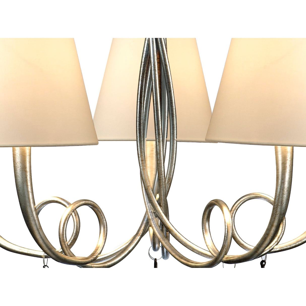Paola 70cm Round 5 Light Chandelier - Silver With Cream Shades
