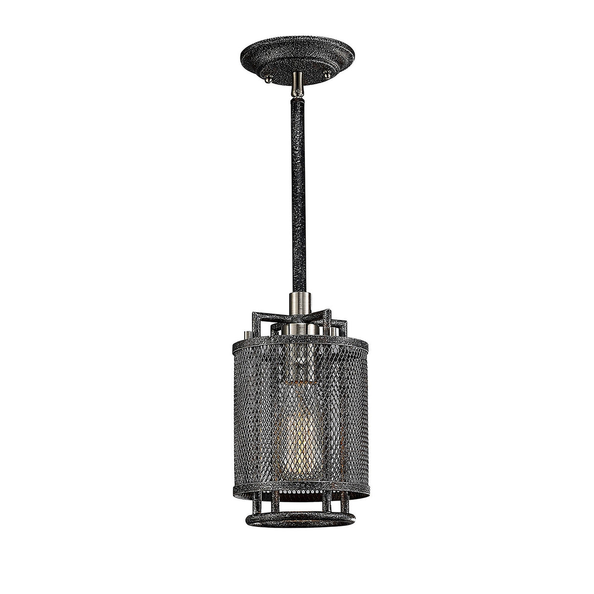 Parker 1 Light Pendant Light - Weathered Zinc & Brushed Nickel