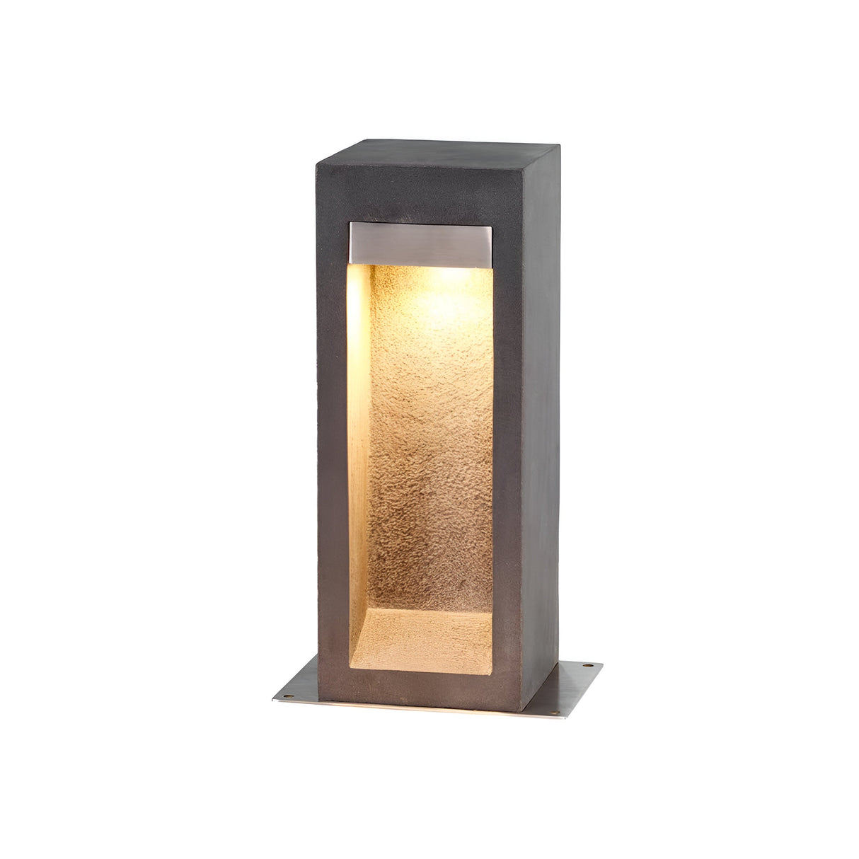 Parkstone Medium LED Bollard - Basalt Stone with Stainless Steel