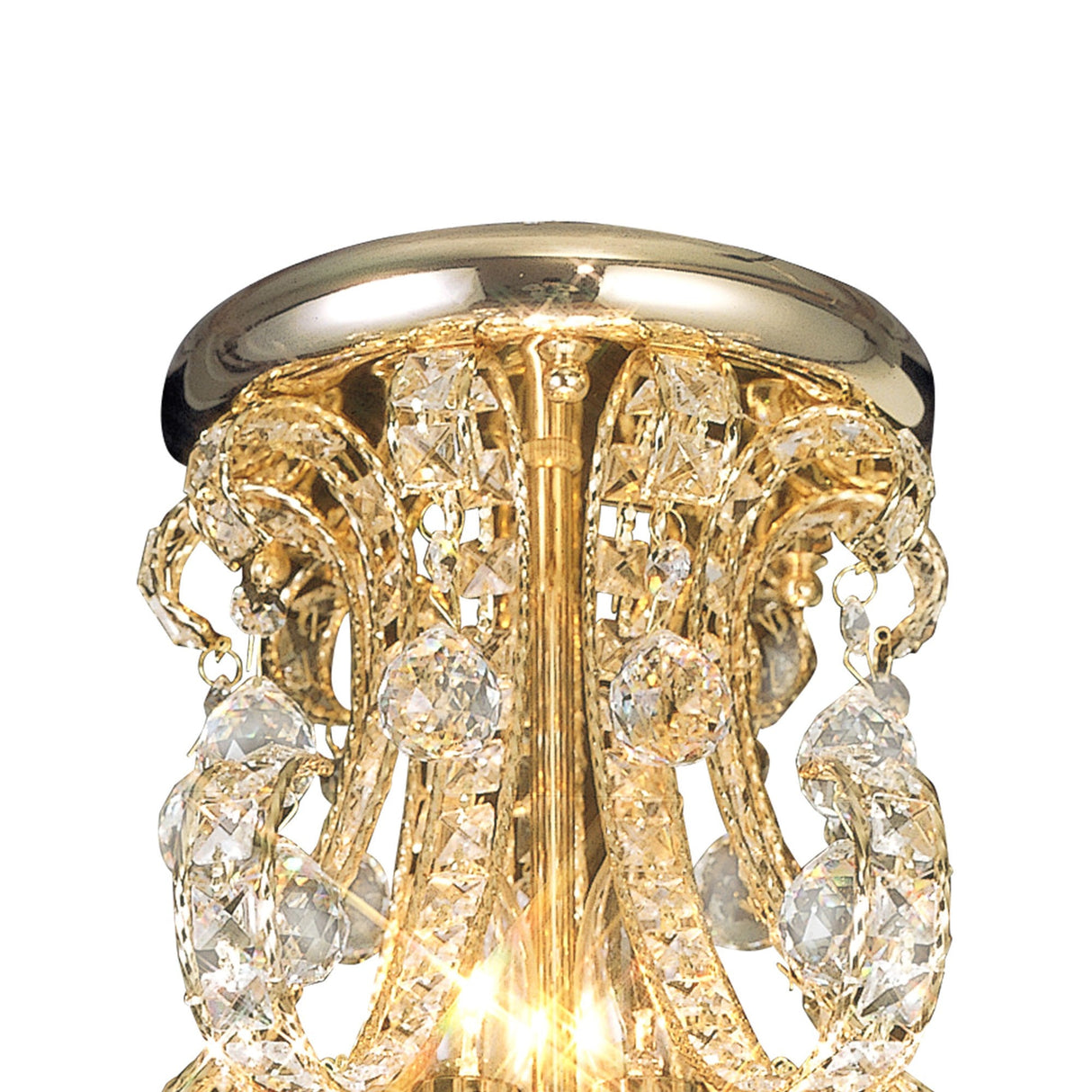 Pearl 9 Light Crystal Semi-Flush Ceiling Light - French Gold