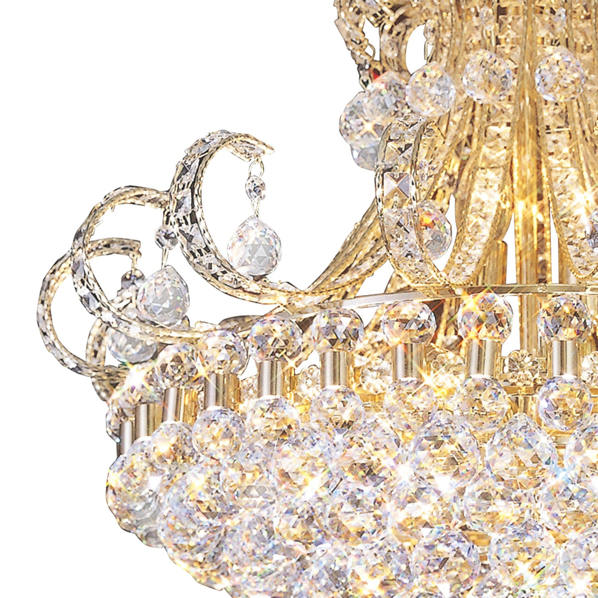 Pearl 12 Light Crystal Semi-Flush Ceiling Light - French Gold