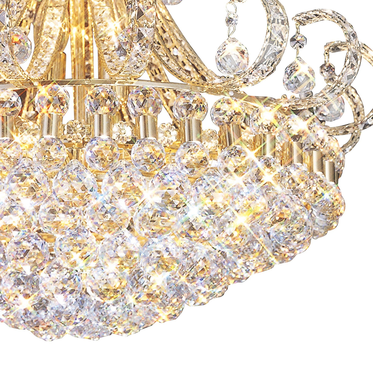 Pearl 12 Light Crystal Semi-Flush Ceiling Light - French Gold