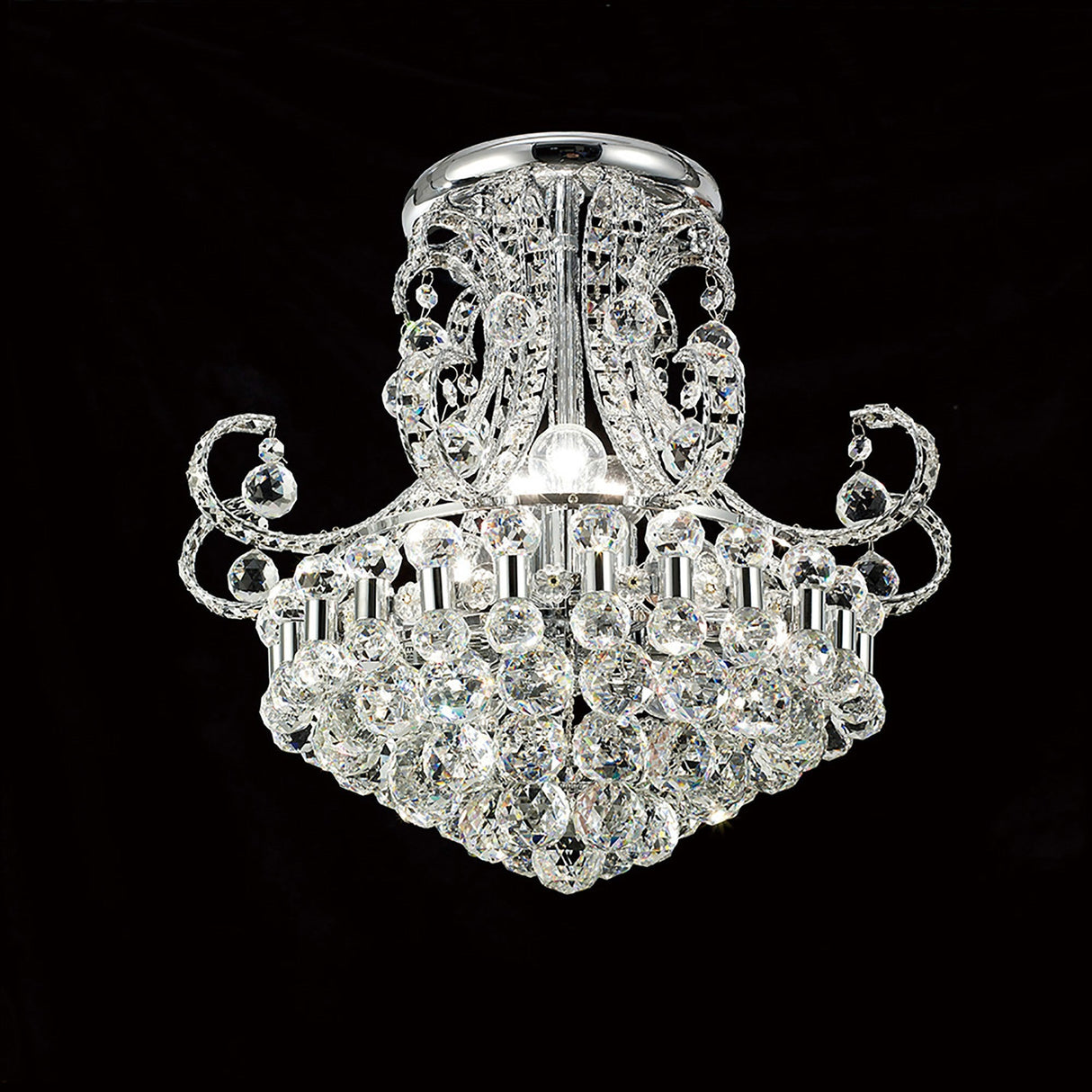 Pearl 9 Light Crystal Semi-Flush Ceiling Light - Polished Chrome