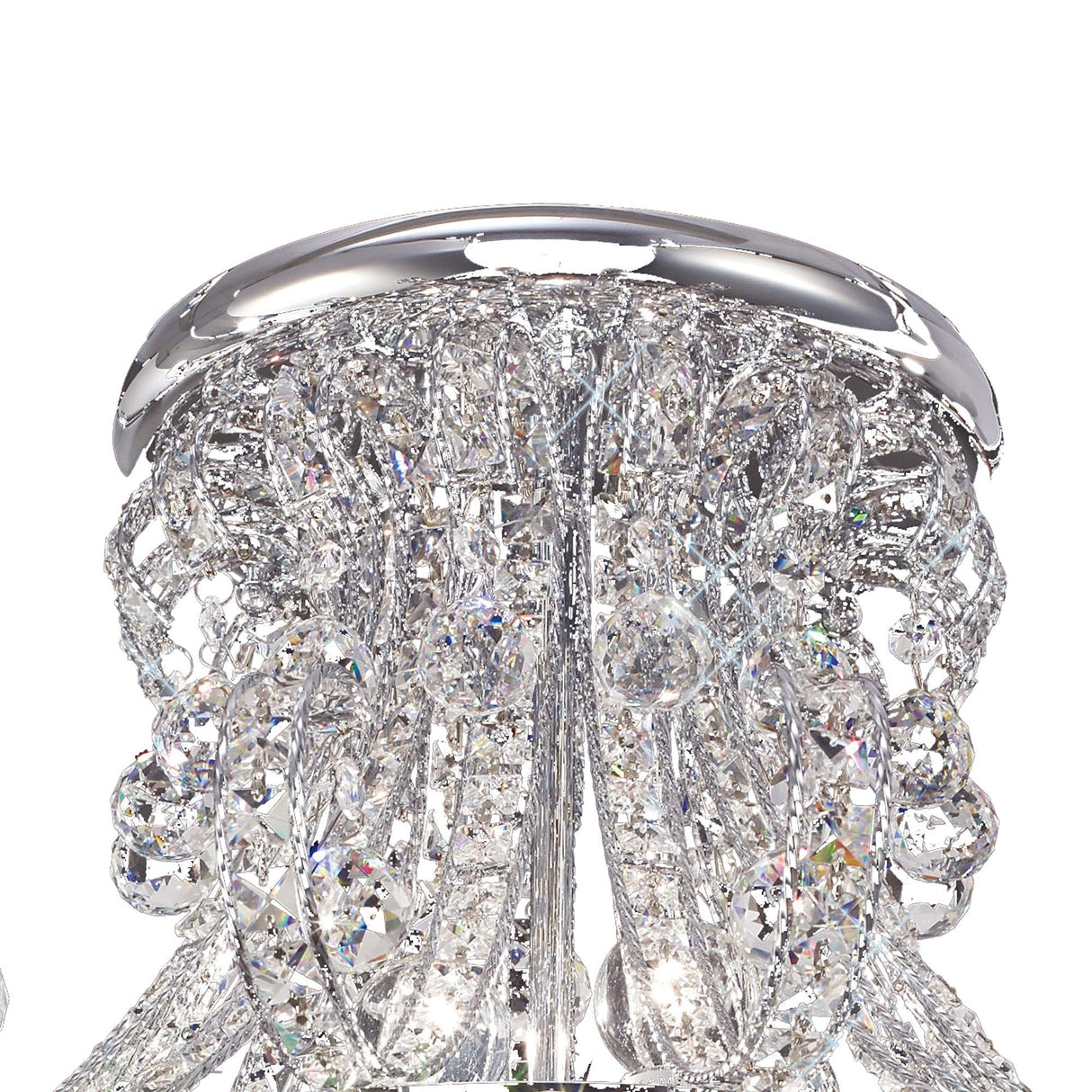 Pearl 12 Light Crystal Semi-Flush Ceiling Light - Polished Chrome